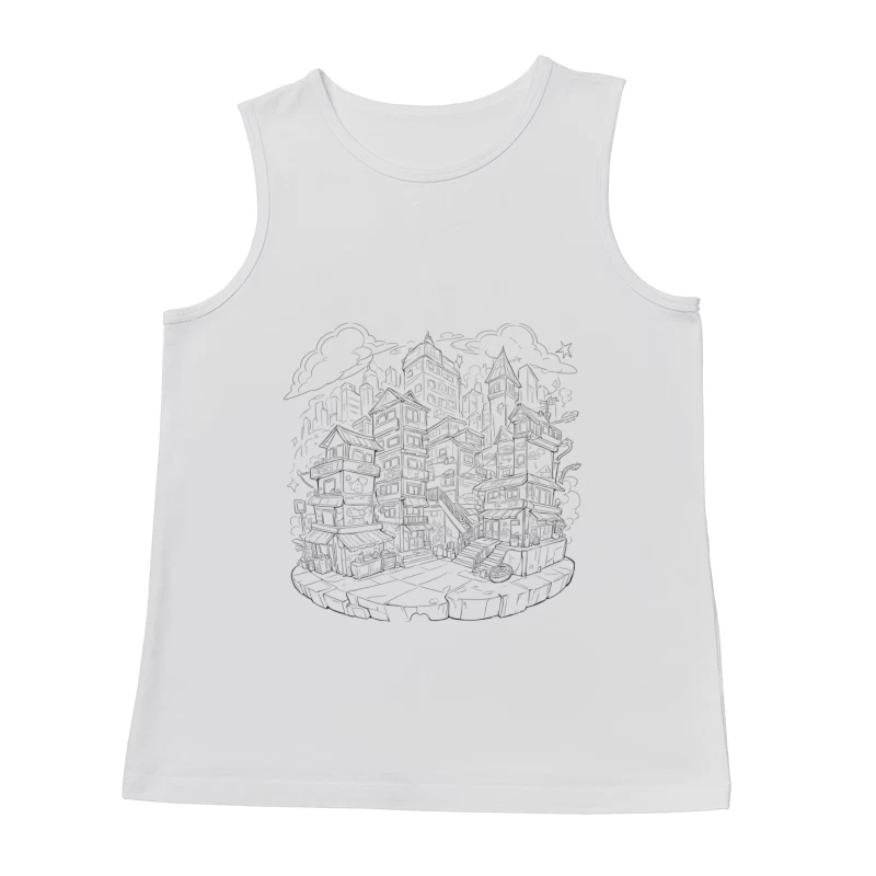 Fantasy Cityscape Illustration Male Tank Top