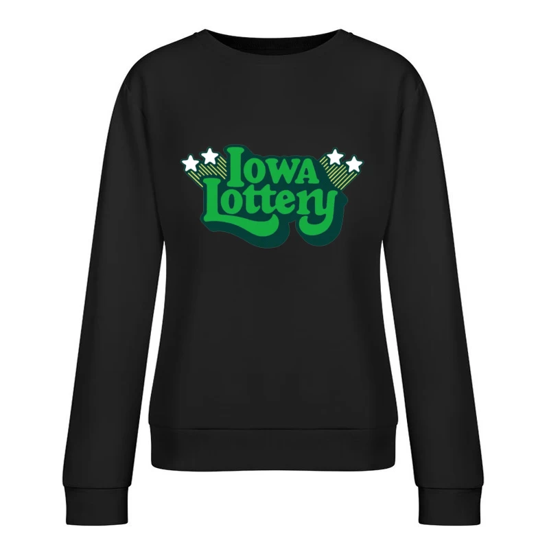 Vintage-Style Iowa Lottery Green Logo with Stars Female Pullover Sweatshirt