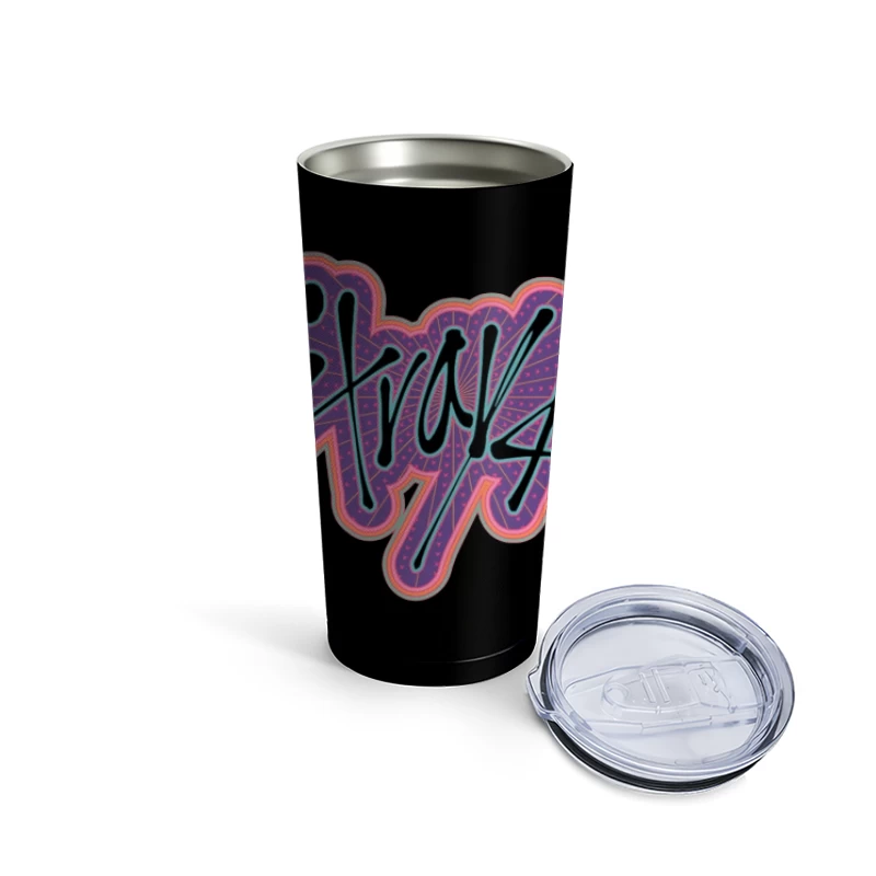 Retro Neon Graffiti Typography Art Travel Mug