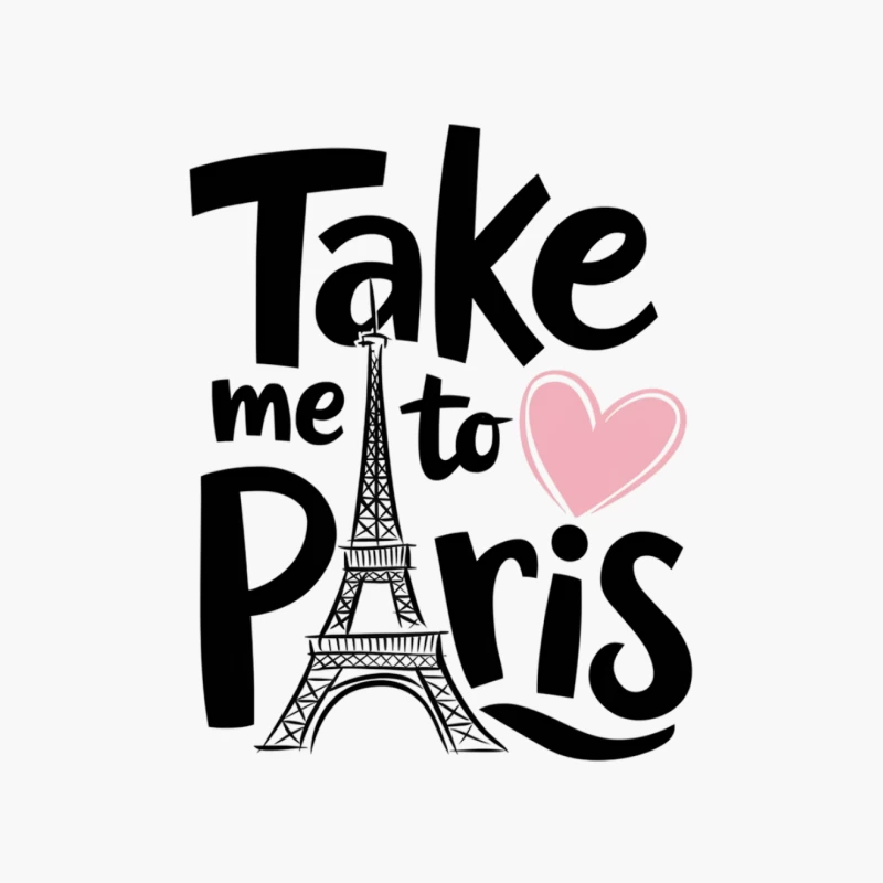 Romantic Paris Getaway: Eiffel Tower Illustration with Love Typography Cotton Tote Bag