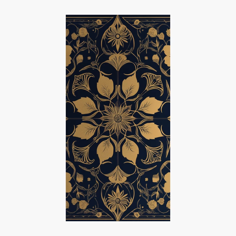 Elegant Gold and Navy Floral Art Nouveau Pattern iPhone Case