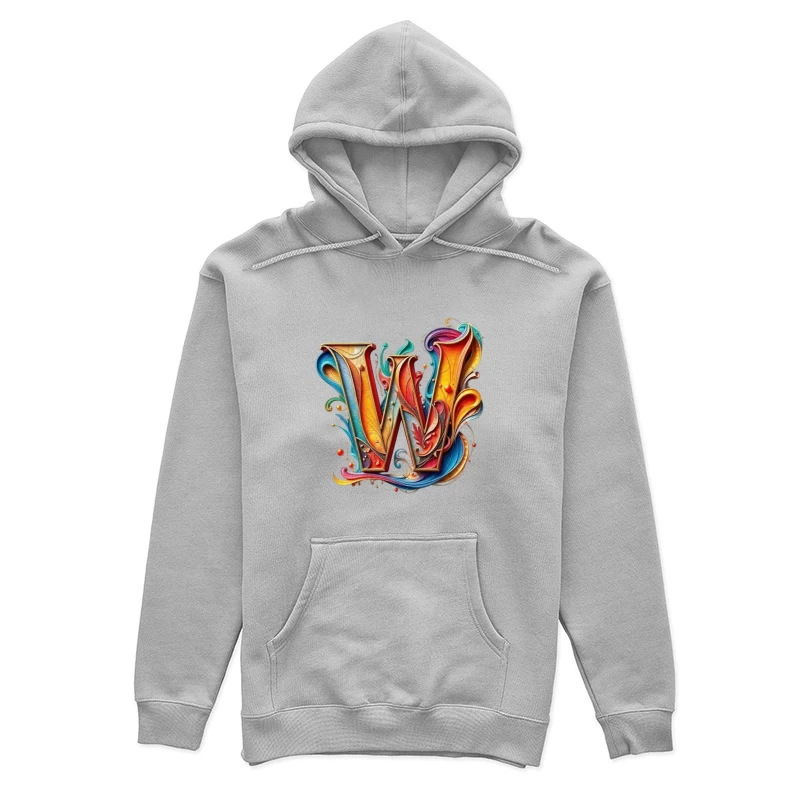 Ornate Colorful Typography: Decorative Letter W Design Female Pullover Hoodie