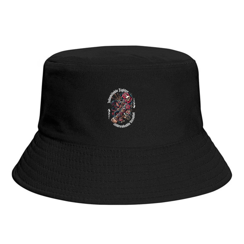 Gothic Skull and Rose Octopus Tattoo Design Bucket Hat