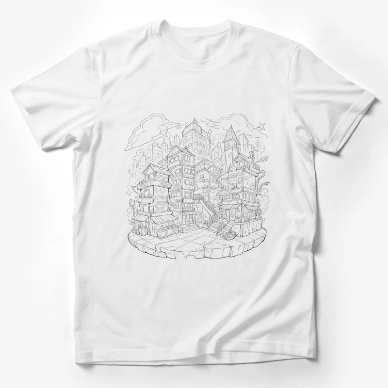 Fantasy Cityscape Illustration Male T-Shirt