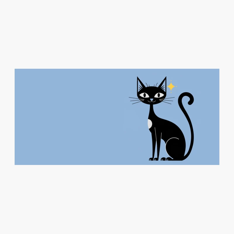 Minimalist Black Cat Cartoon Illustration with Blue Background Coffee Mug