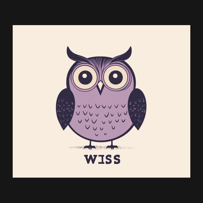 Cute Purple Cartoon Owl with "WISS" Text Mouse Pad