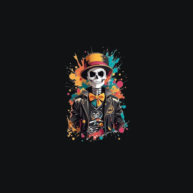 Colorful Skeleton in a Top Hat Travel Mug