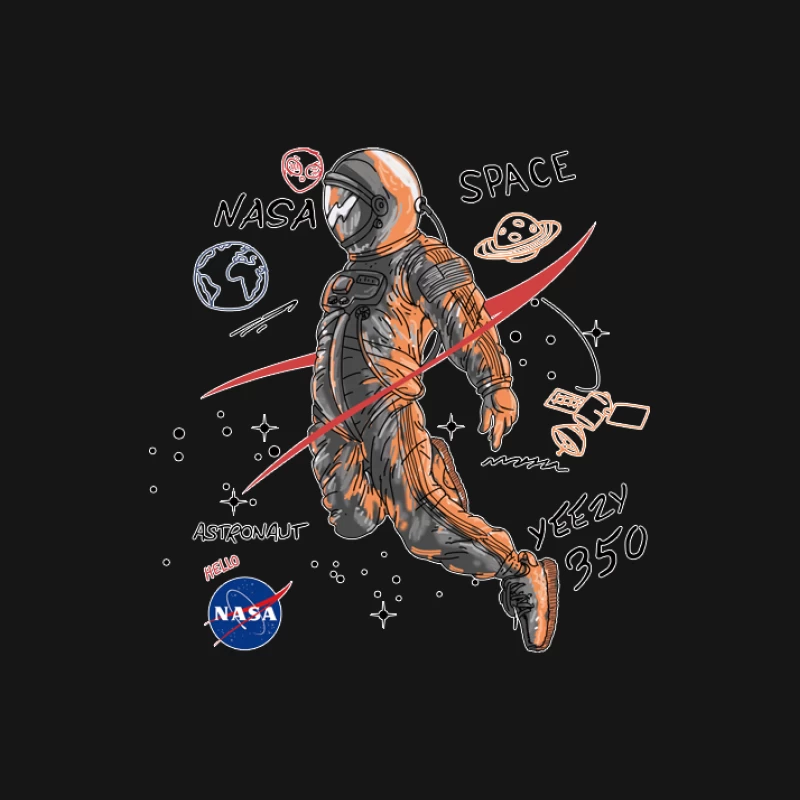 Astronaut mit Yeezy und NASA-Thema im Weltraum Herren Langarm T-Shirt
