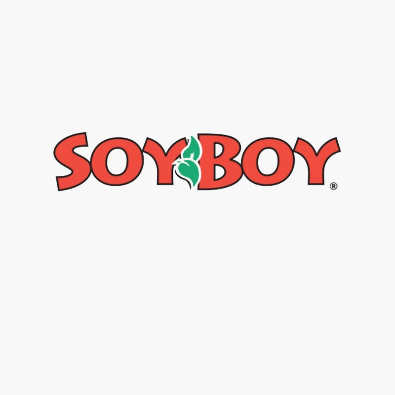 Soyboy Brand Logo with Red Letters and Green Leaf Design Cotton Tote Bag