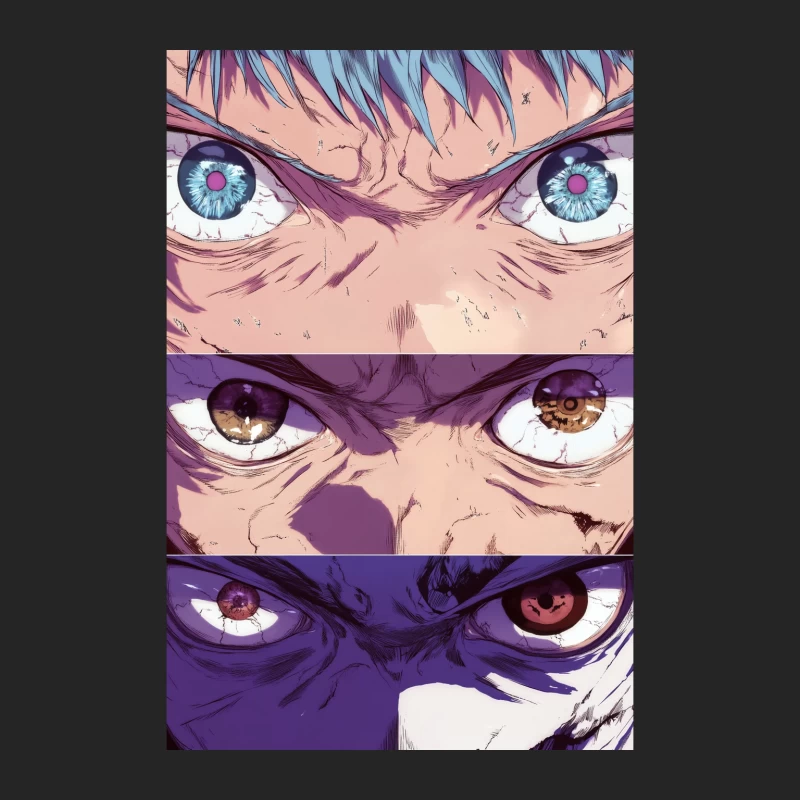Intense Anime Eyes: A Colorful Close-up of Heterochromatic Gazes Female Pullover Sweatshirt