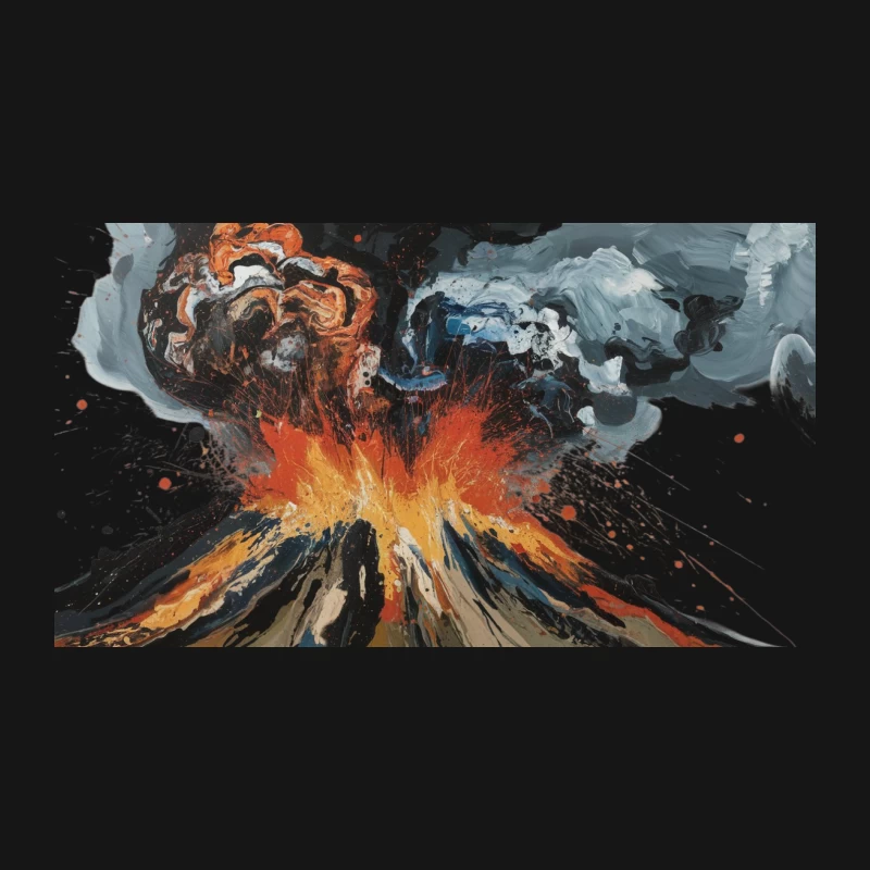 Explosive Volcanic Eruption: Abstract Painting of Lava and Smoke Desk Mat