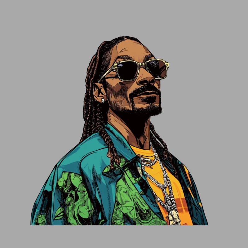 Stylish Rapper Illustration with Dreadlocks and Colorful Attire Female Pullover Hoodie