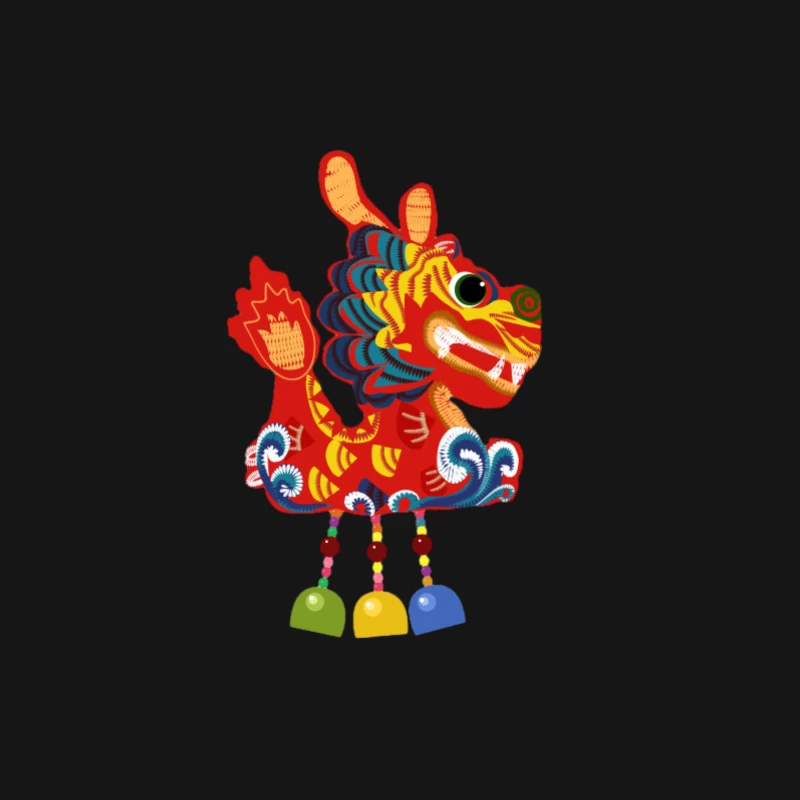 Bunter Drache mit Glocken Herren Langarm T-Shirt