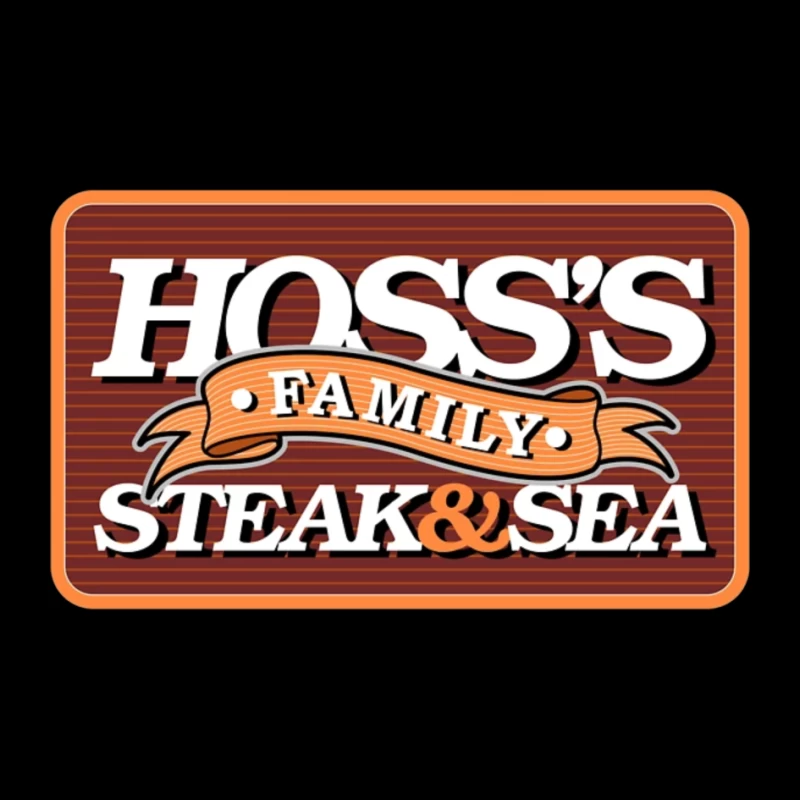 Hoss's Family Steak & Sea Restaurant Vintage Logo Design Pin