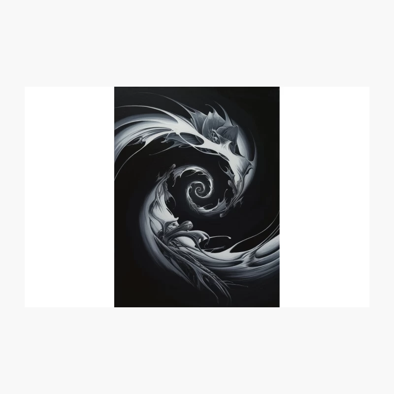 Monochrome Spiral: A Surrealist Abstract Fluid Dynamic Travel Mug