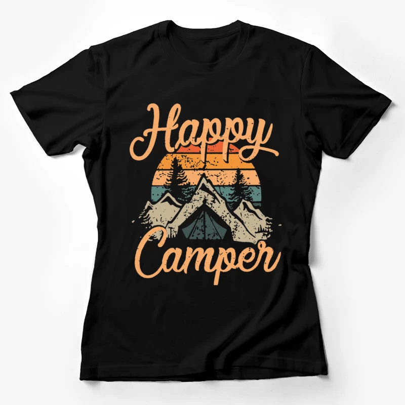Fröhlicher Camper mit Berglandschaft Damen T-Shirt
