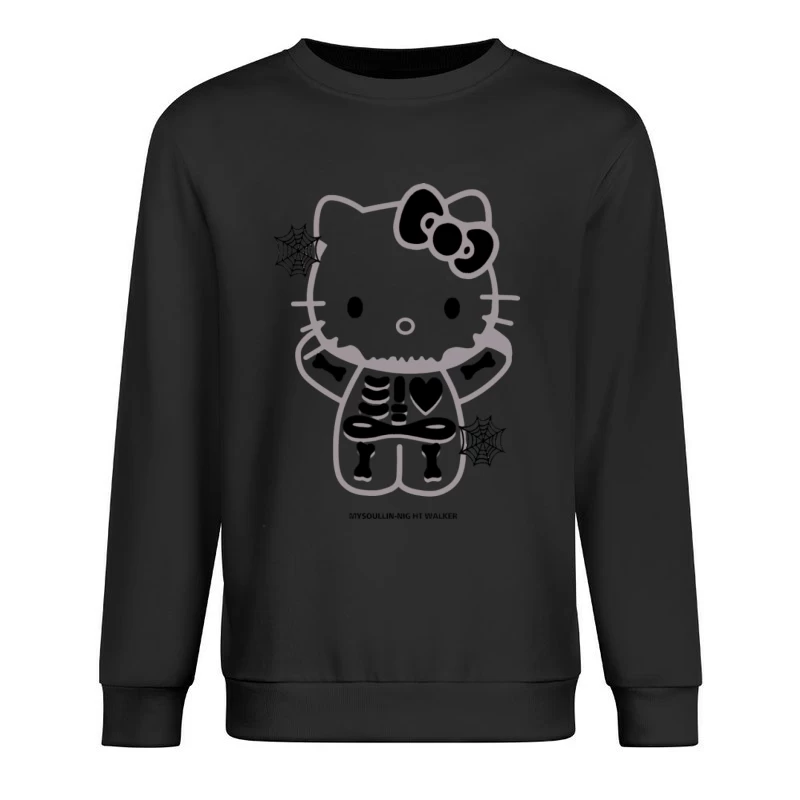 Skelett Hello Kitty Design mit Spinnennetzen Herren Pullover Sweatshirt