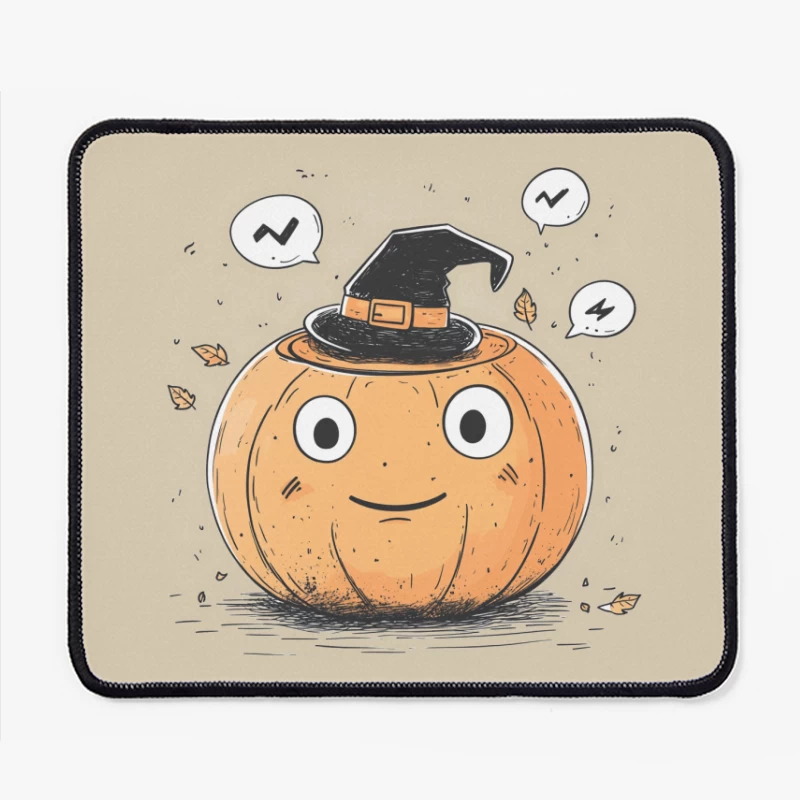 Cute Cartoon Halloween Pumpkin with Witch Hat Messaging Mouse Pad