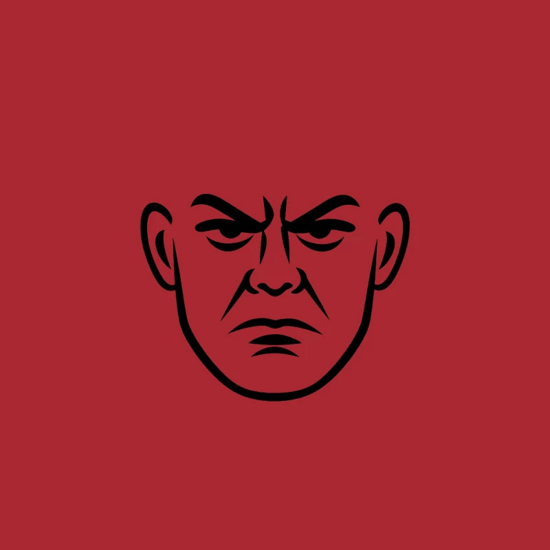 Minimalist Black and White Angry Face Illustration Baseball Cap