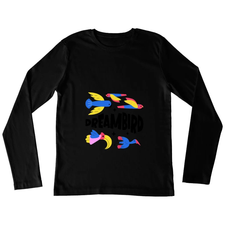 Farbenfrohe Traumvögel Illustration Damen Langarm T-Shirt