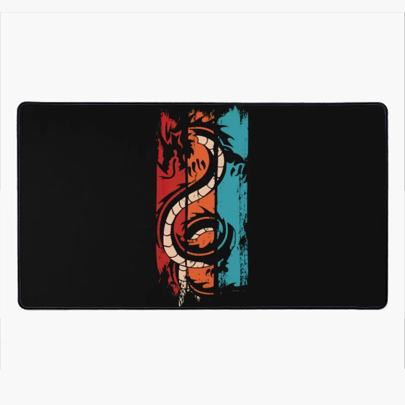 Tri-Color Dragon: Retro Tribal Vibes Desk Mat