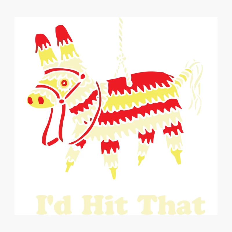 Humorous Red and Yellow Cartoon Pinata Animal Throw Pillow