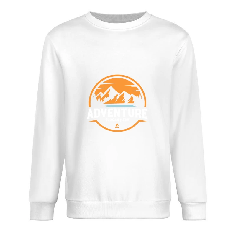 Abenteuerlogo mit Bergen und Sonnenuntergang Herren Pullover Sweatshirt