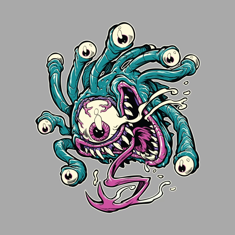 Colorful Cartoon Monster with Tentacles and Eyes Male Pullover Hoodie