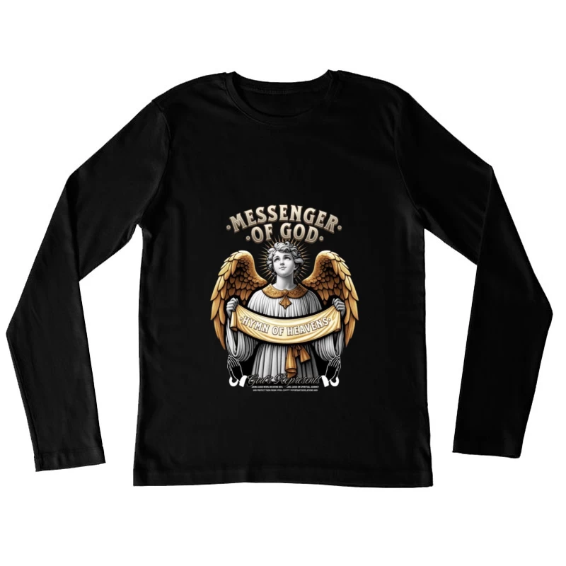 Divine Angel: Messenger of God with Hymn of Heavens Banner - Classical Religious Artwork Female Long Sleeve T-Shirt