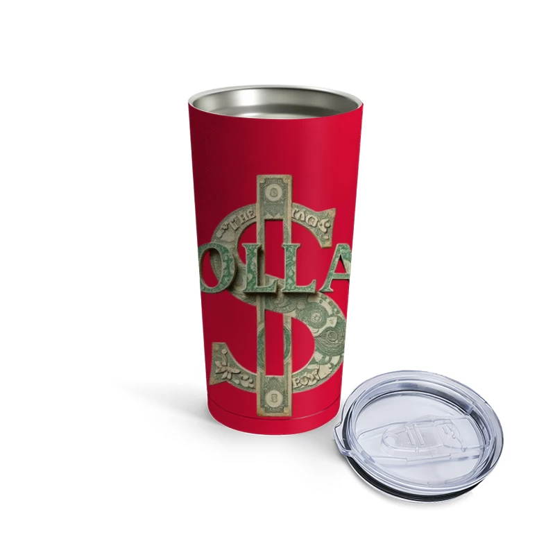 Creative Dollar Sign Typography Made from US Currency Travel Mug