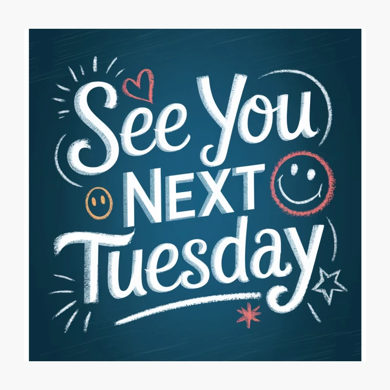 Cheerful Chalkboard Message: See You Next Tuesday Throw Pillow