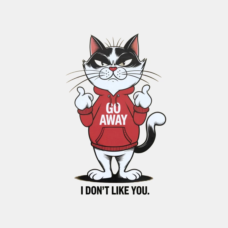 Grumpy Cartoon Cat in "Go Away" Hoodie Making Rude Gesture Male Tank Top
