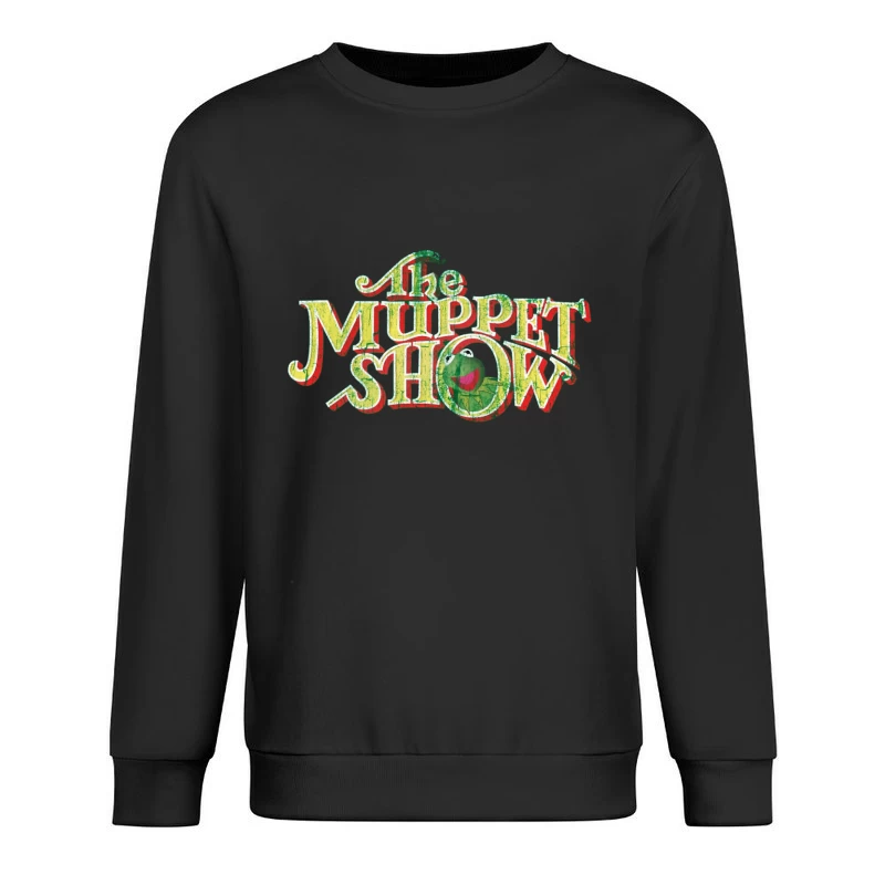 Vintage Logo Design of The Muppet Show with Green Frog Character Male Pullover Sweatshirt