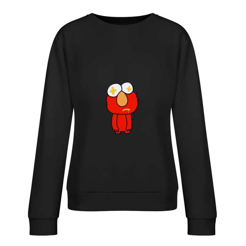 Lustige rote Cartoon-Figur mit großen Augen Damen Pullover Sweatshirt