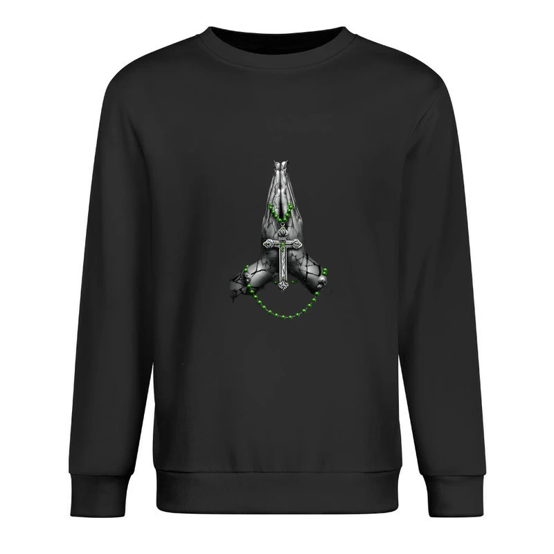 Betende Hände mit Rosenkranz Herren Pullover Sweatshirt