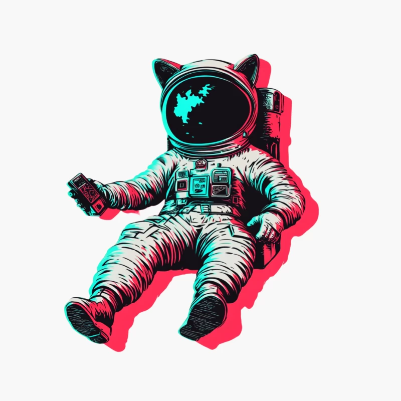 Retro Cosmic Cat Astronaut Taking a Selfie Cotton Tote Bag