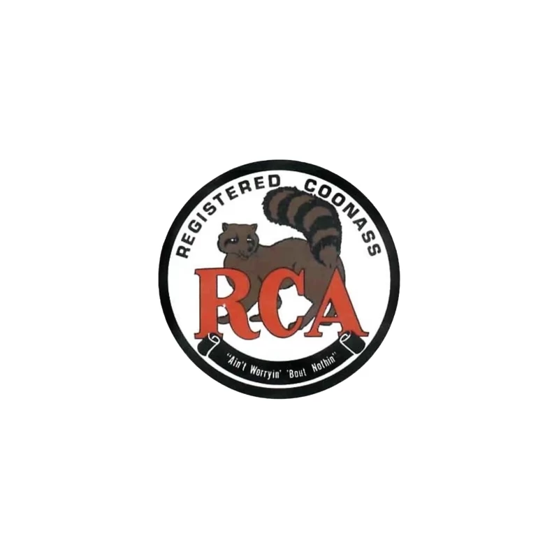 Registered Coonass RCA Logo with Raccoon Mascot and Humorous Slogan Desk Mat