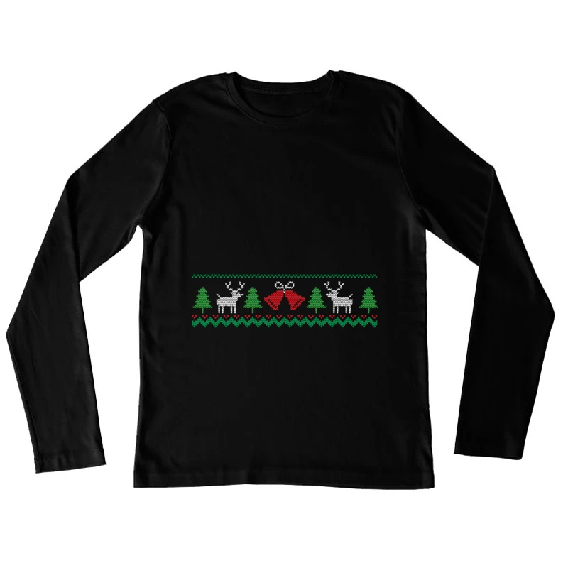 Motif de Noël avec rennes et cloches Femme Manches Longues T-Shirt