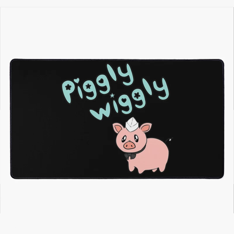 Cute Cartoon Pig with "Piggly Wiggly" Text Desk Mat