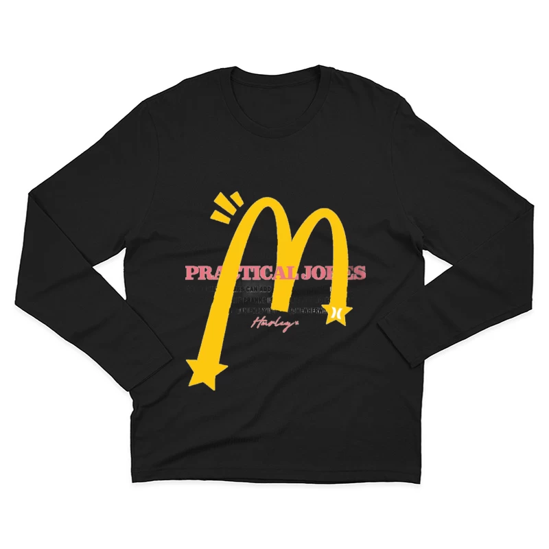 Praktische Streiche Design mit gelbem Stern Herren Langarm T-Shirt
