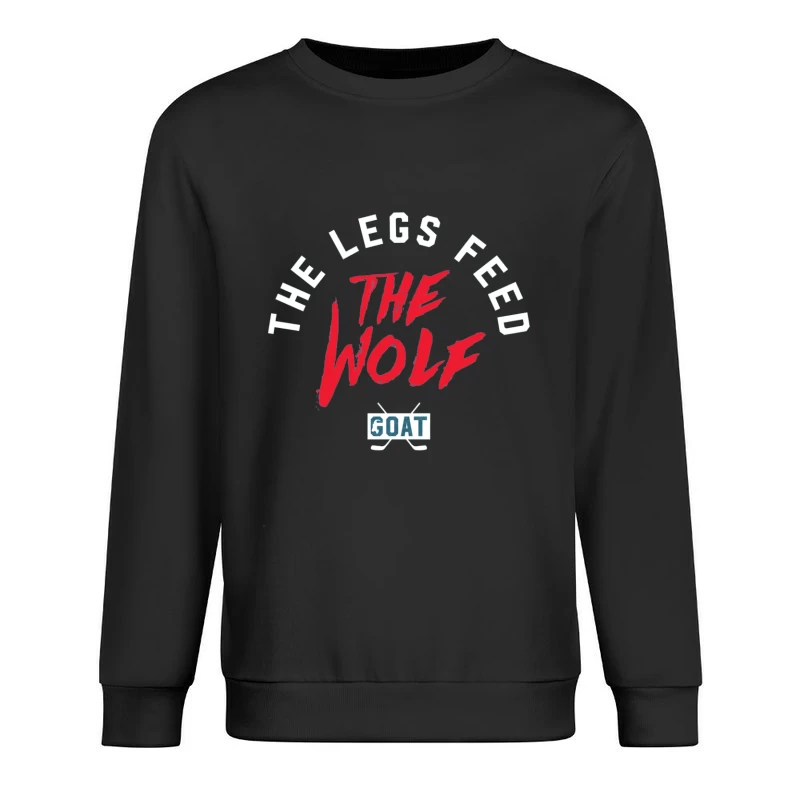 The Wolf and Goat Text Design with Minimalist Typography Male Pullover Sweatshirt