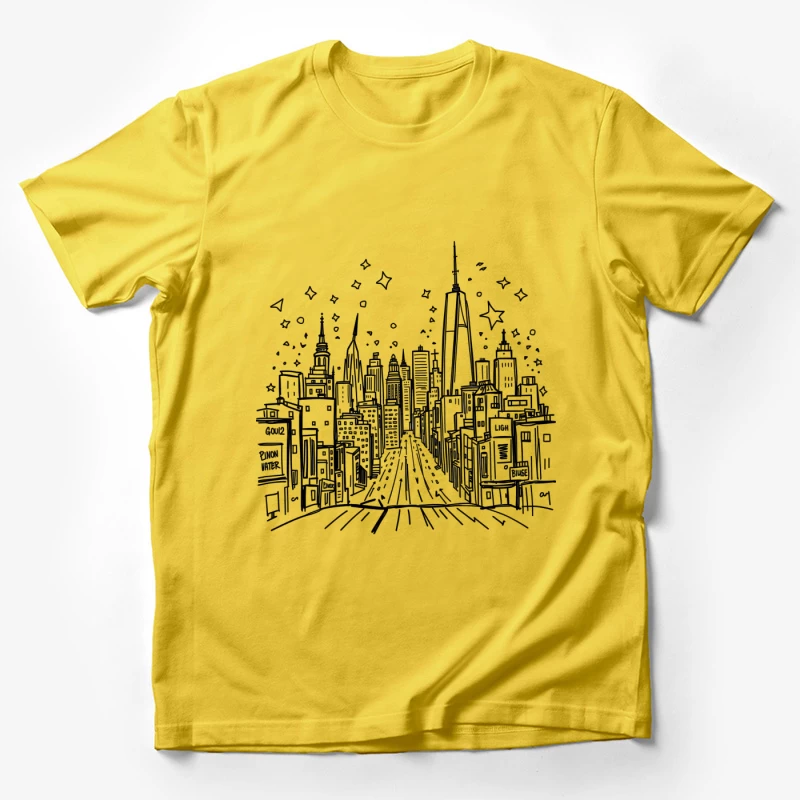 Urban Night Skyline Illustration Male T-Shirt