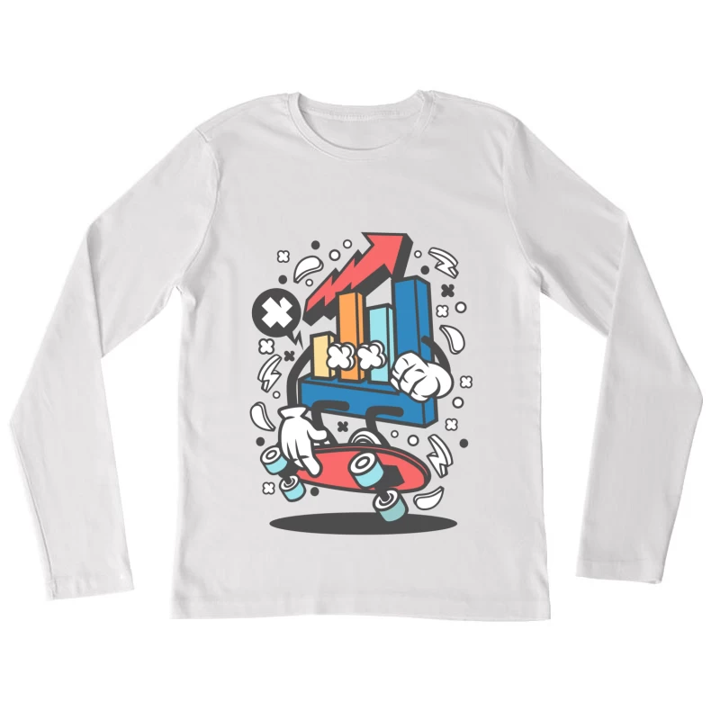 Diagramme en barres dynamique sur un skateboard Femme Manches Longues T-Shirt