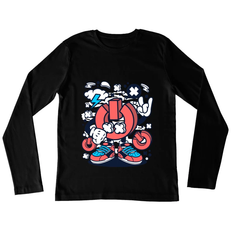 Dessin Énergique de Symbole Rock et Chaos Femme Manches Longues T-Shirt