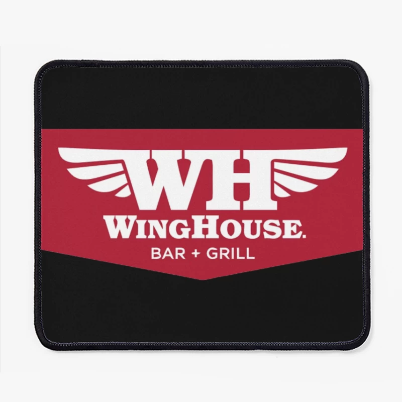 WingHouse Bar & Grill Restaurant Logo with Wings Design Mouse Pad