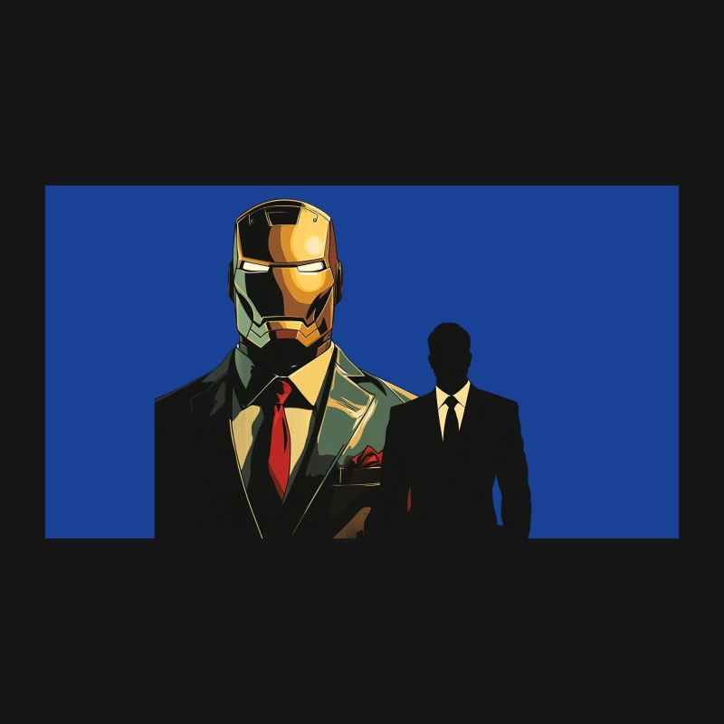 Iron Man: Superhero in Business Attire with Shadowy Companion Desk Mat