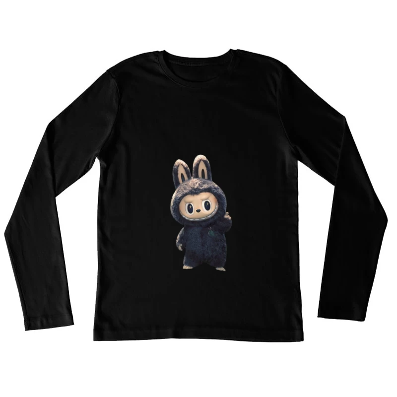 Flauschige Hasenfigur in Overall Damen Langarm T-Shirt