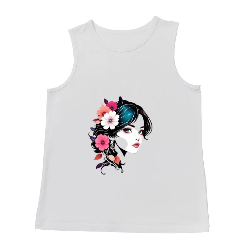 Elegant Floral Portrait with Turquoise Accents Male Tank Top