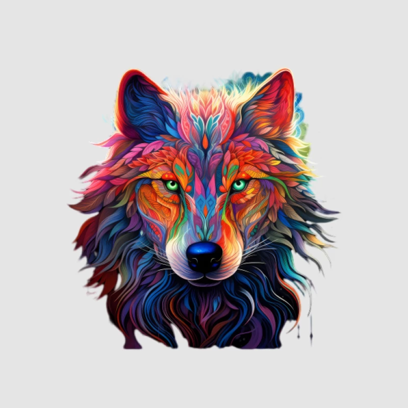 Bunter Wolf im Kunstdesign Herren Pullover Hoodie