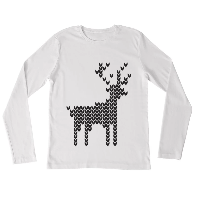 Motif de Élan Tricoté Femme Manches Longues T-Shirt